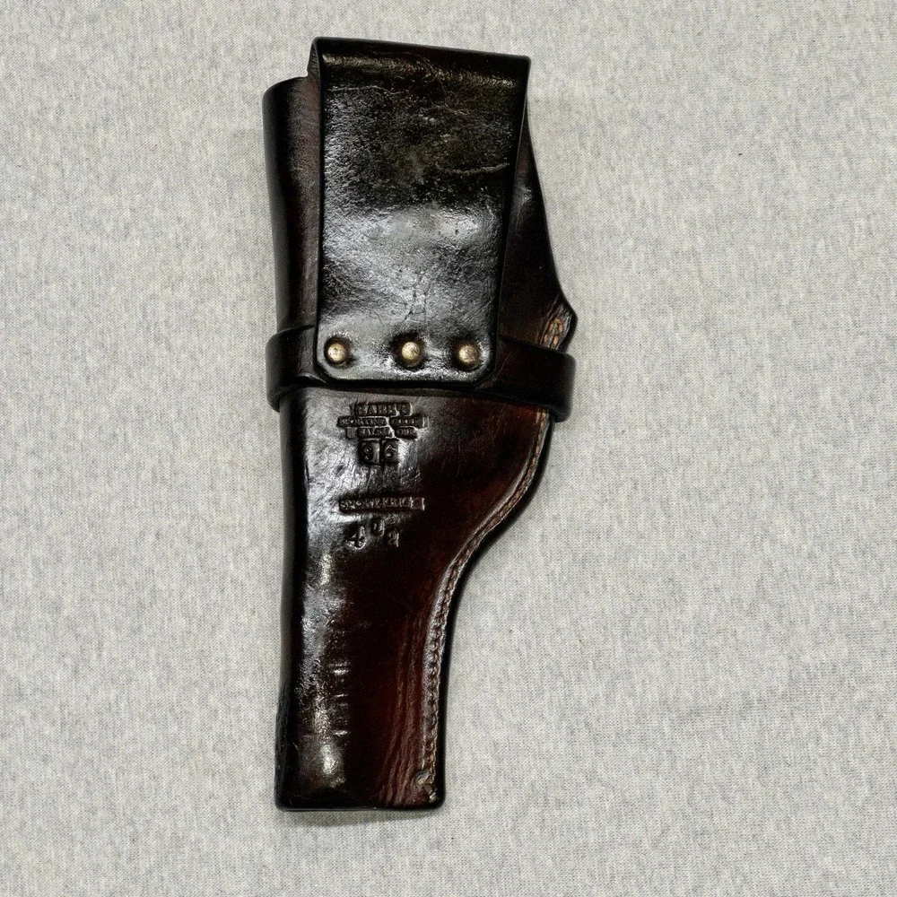 Vtg Sport King 4.5 Leather Holster Barbs Sporting Goods Oregon Snap‎ Front